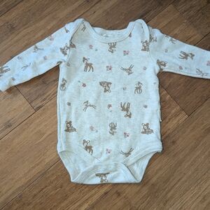 Rabbit + Bear Organic Baby one piece reindeer pattern